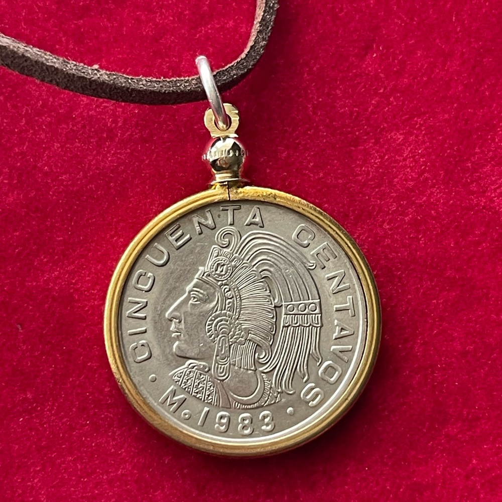 Mexico vintage Coin Pendant Necklace